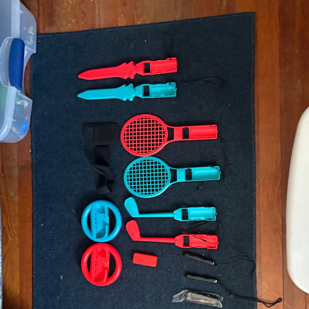 Red and Teal Toy Sports Set